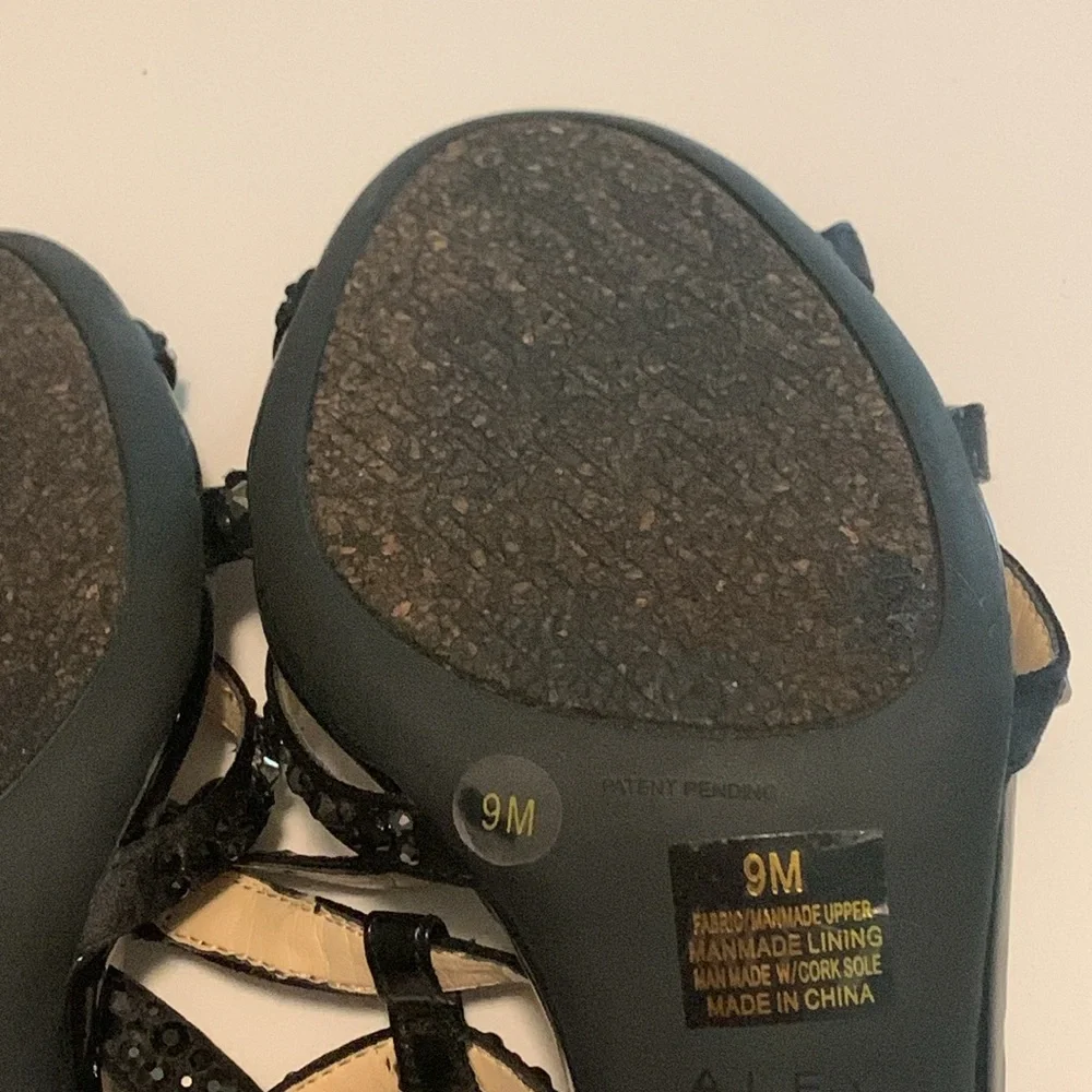 Alex Marie for Dillards - Women’s Black Beaded Ankle Strap 3” High Heels. 9M